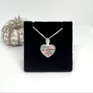 Heart Mother Of Pearl Necklace! Sterling Silver!